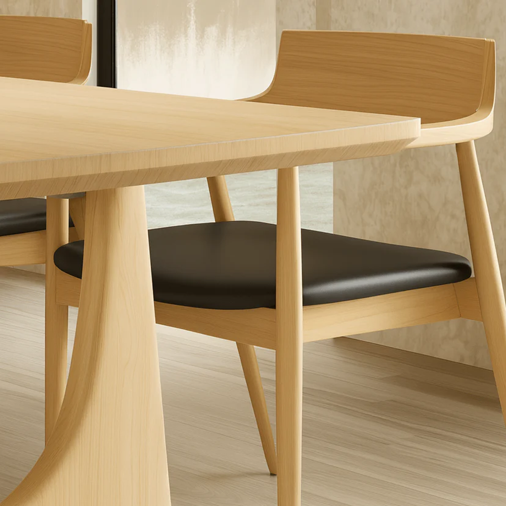 Modern Wooden Dining Table With Arch Panel Legs For Dining Room