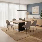 Modern Wooden Dining Table With Metal Pedestal Base For Dining Room