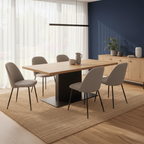 Modern Wooden Dining Table With Metal Pedestal Base For Dining Room