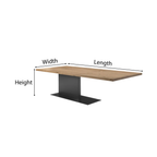 Modern Wooden Dining Table With Metal Pedestal Base For Dining Room