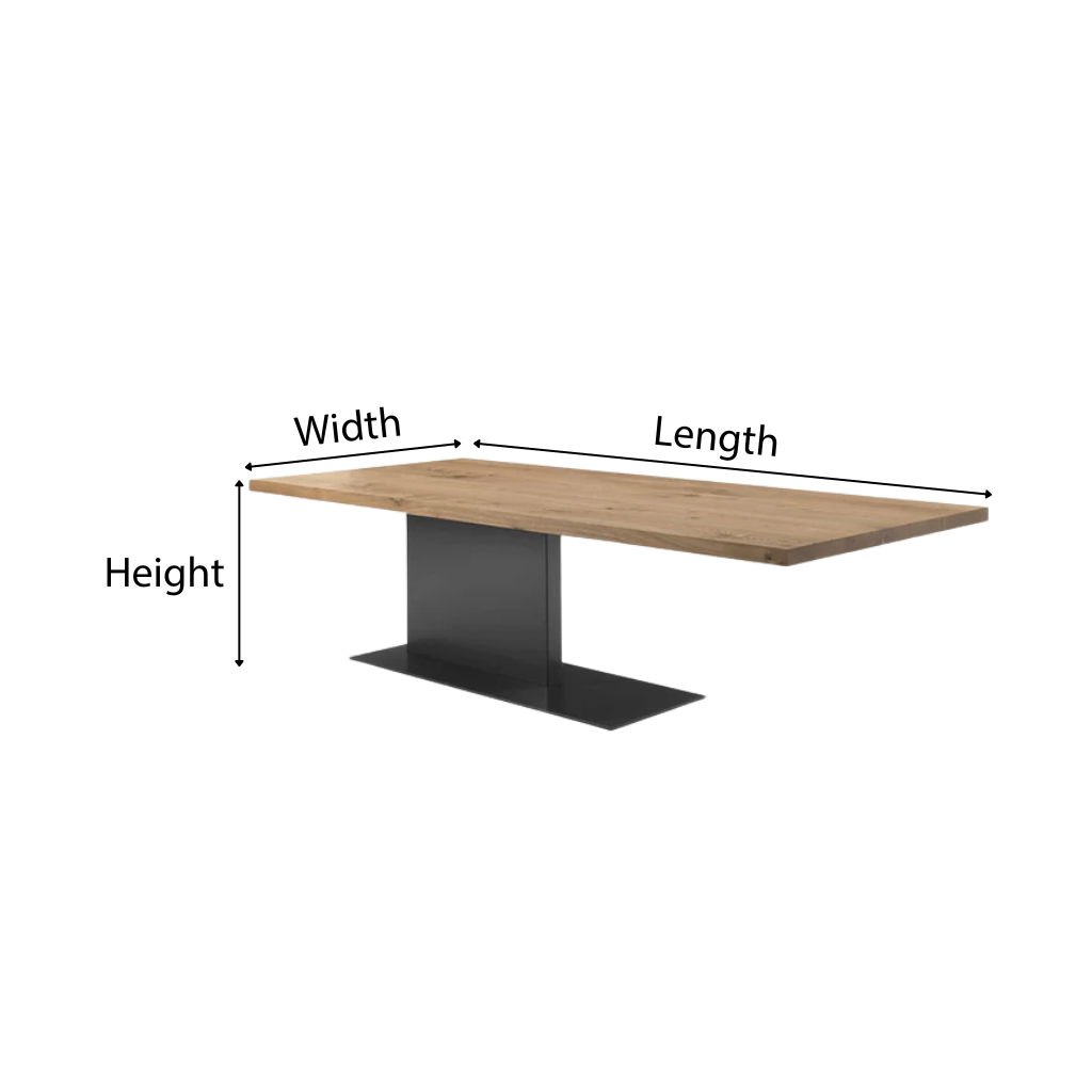 Modern Wooden Dining Table With Metal Pedestal Base For Dining Room