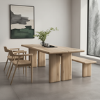Modern Wooden Dining Table With Rounded Pillar Legs For Dining Room