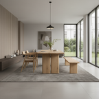 Modern Wooden Dining Table With Rounded Pillar Legs For Dining Room