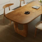 Modern Wooden Dining Table With Sculptural Cutout Pedestal Base