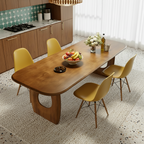 Modern Wooden Dining Table With Sculptural Cutout Pedestal Base