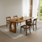 Modern Wooden Dining Table With Sculptural Cutout Pedestal Base