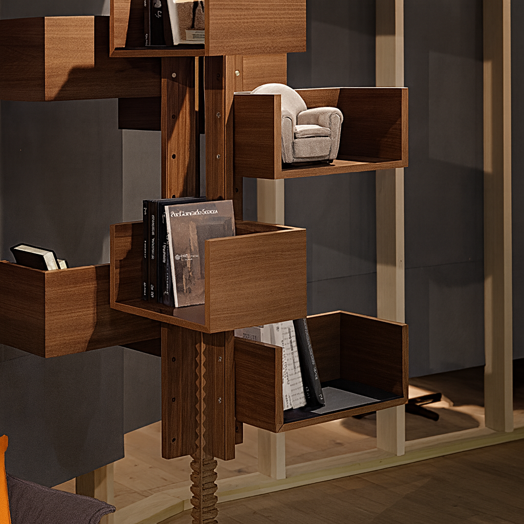 Modern Wooden Floor-To-Ceiling Bookshelf