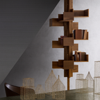 Modern Wooden Floor-To-Ceiling Bookshelf