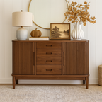 Modern Wooden Fluted Cabinet With Drawers For Living Room