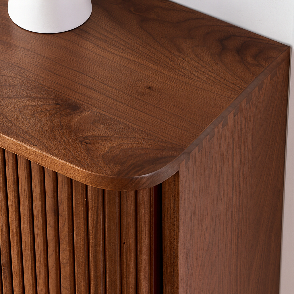 Modern Wooden Fluted Cabinet With Drawers For Living Room