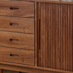 Modern Wooden Fluted Cabinet With Drawers For Living Room