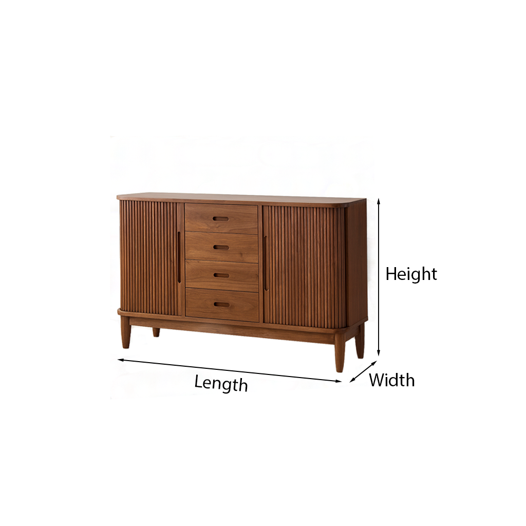 Modern Wooden Fluted Cabinet With Drawers For Living Room