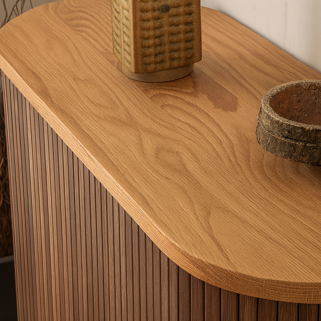 Modern Wooden Fluted Door Storage Cabinet For Living Room