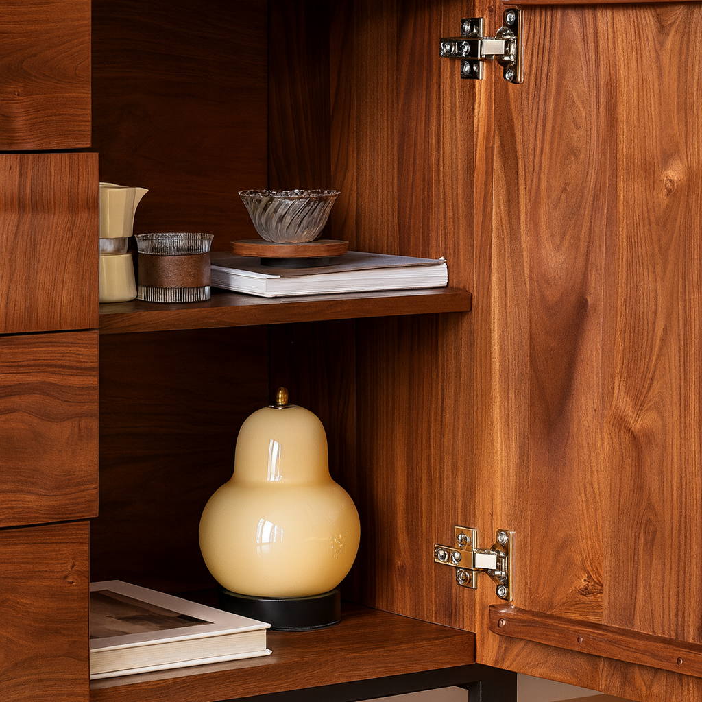 Modern Wooden Geometric Panel Sideboard Cabinet For Dining Room