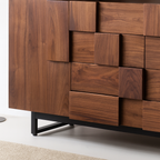 Modern Wooden Geometric Panel Sideboard Cabinet For Dining Room