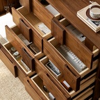 Modern Wooden Geometric Panel Sideboard Cabinet For Dining Room