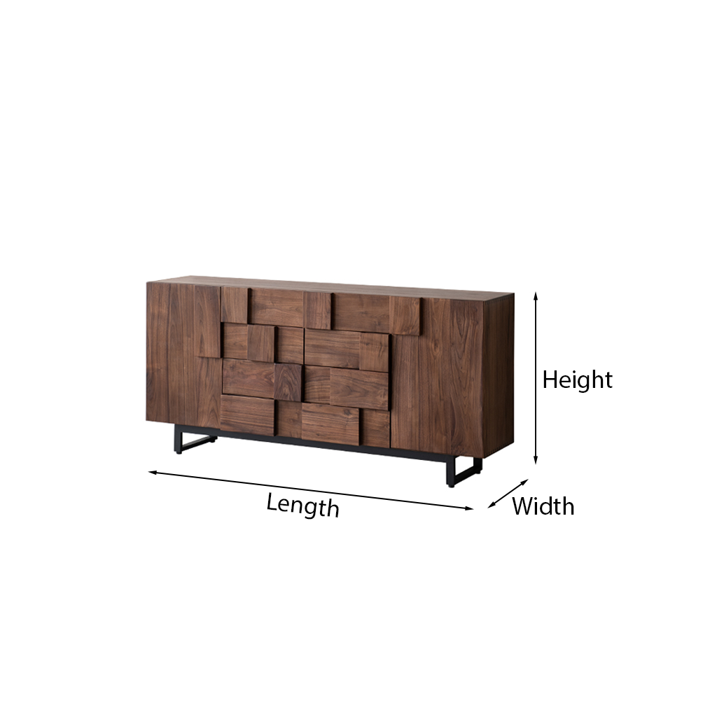 Modern Wooden Geometric Panel Sideboard Cabinet For Dining Room
