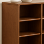 Modern Wooden Low Bookshelf With Cube Storage For Home Office