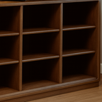 Modern Wooden Low Bookshelf With Cube Storage For Home Office