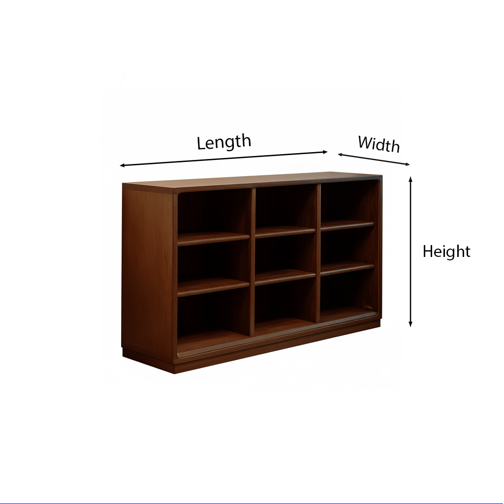 Modern Wooden Low Bookshelf With Cube Storage For Home Office