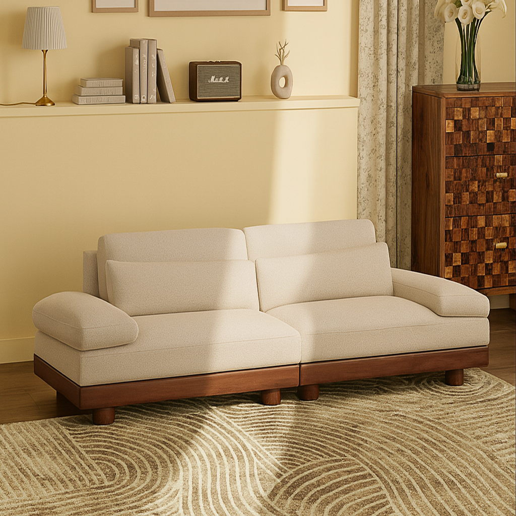 Modern Wooden Low Profile Sofa For Living Room
