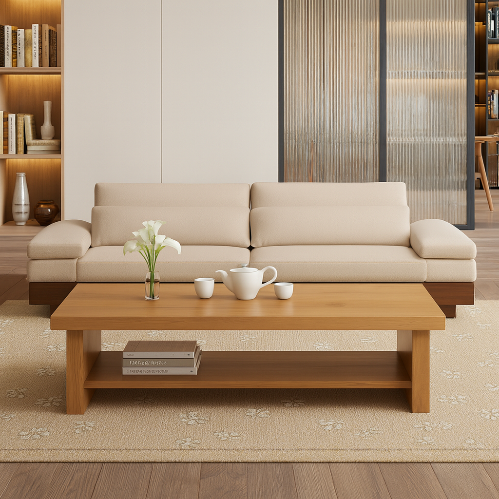 Modern Wooden Low Profile Sofa For Living Room