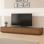 Modern Wooden Low TV Stand With Rounded Corners