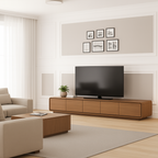 Modern Wooden Low TV Stand With Rounded Corners