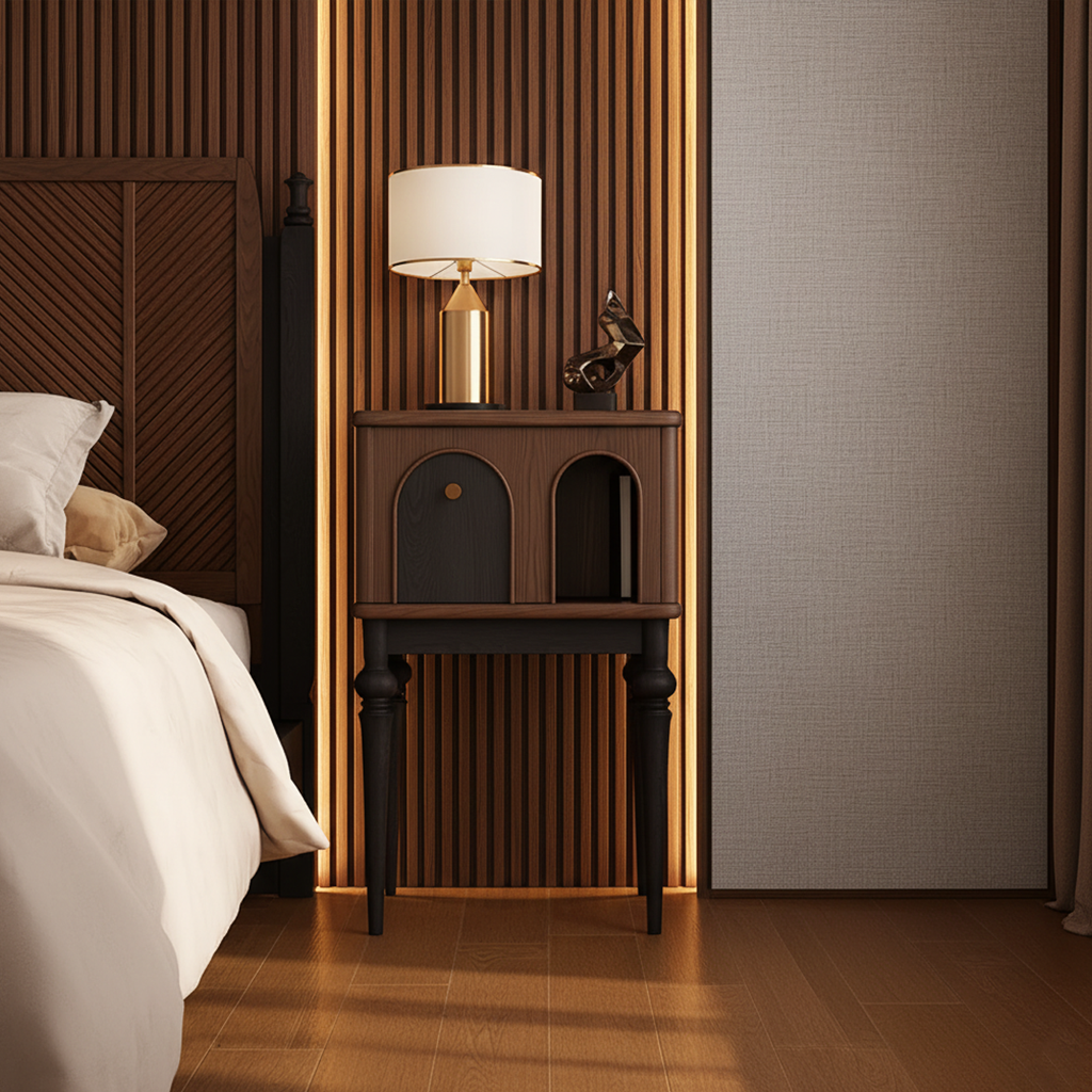 Modern Wooden Nightstand With Arched Door