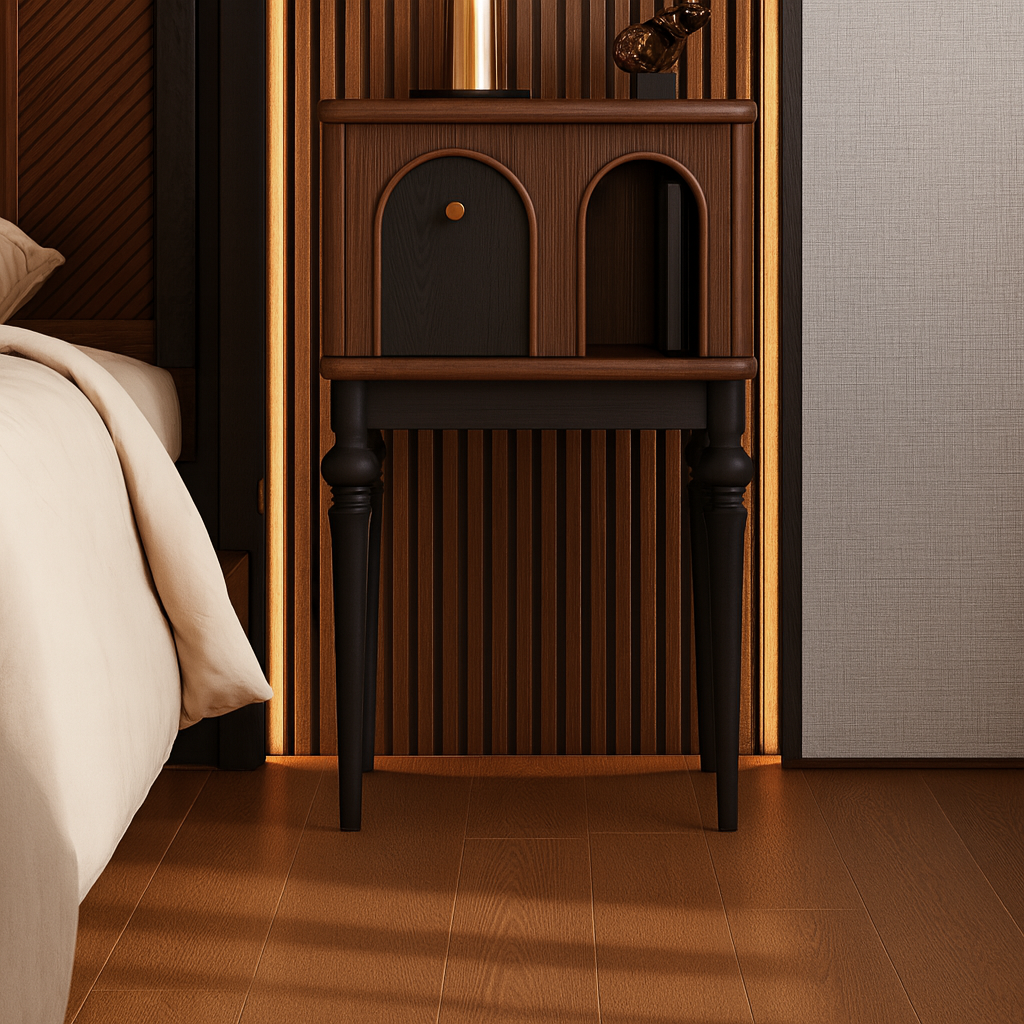 Modern Wooden Nightstand With Arched Door