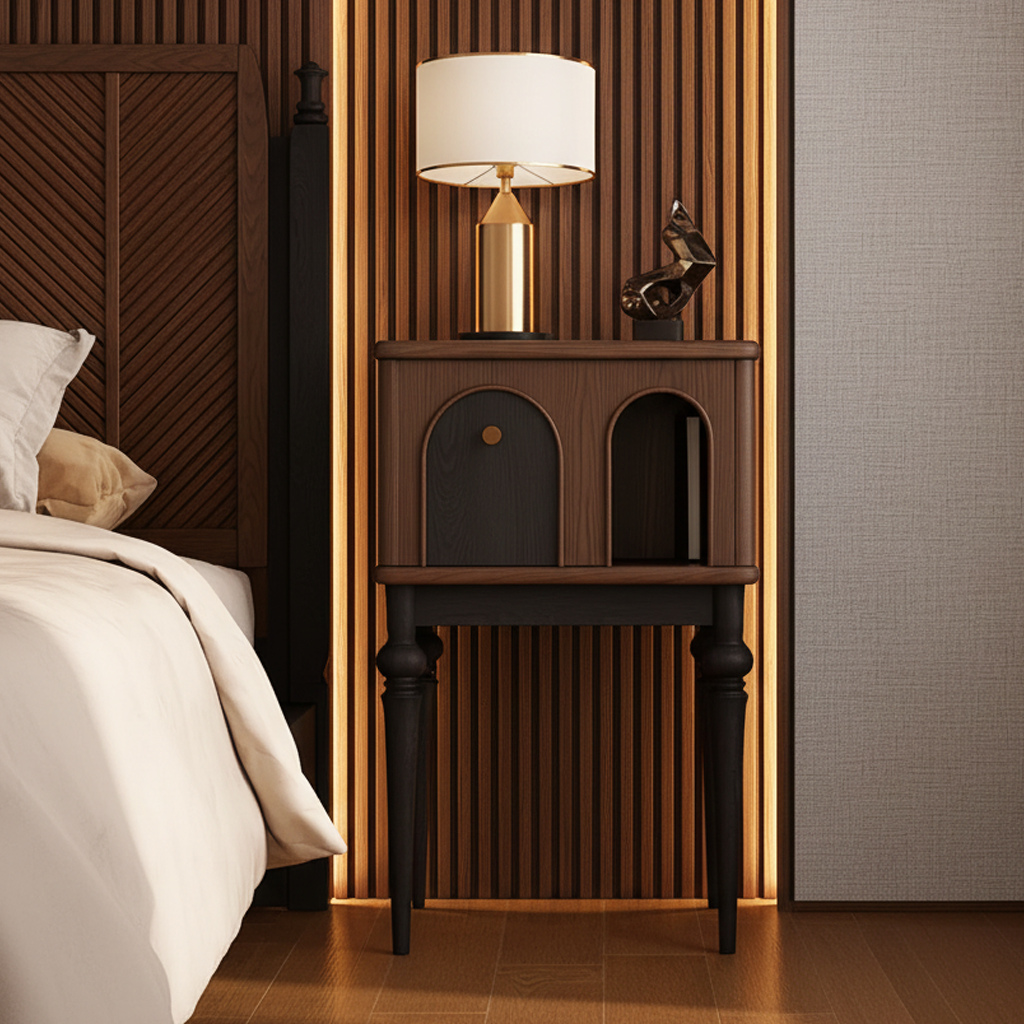 Modern Wooden Nightstand With Arched Door