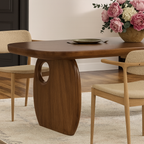 Modern Wooden Oval-Base Dining Table