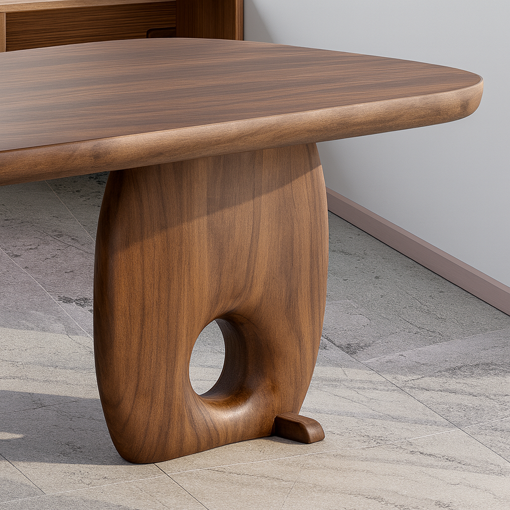 Modern Wooden Oval-Base Dining Table