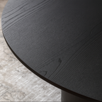 Modern Wooden Oval Coffee Table With Curved Pedestal Base