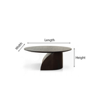 Modern Wooden Oval Coffee Table With Curved Pedestal Base