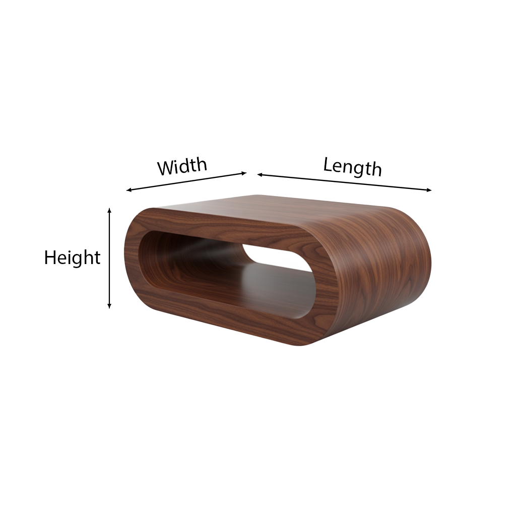 Modern Wooden Oval Coffee Table With Open Center For Living Room