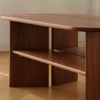 Modern Wooden Oval Coffee Table With Open Shelf For Living Room