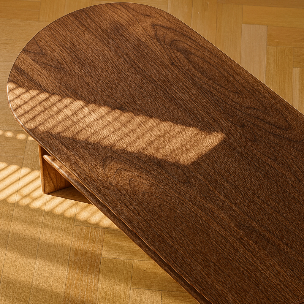 Modern Wooden Oval Coffee Table With Open Shelf For Living Room