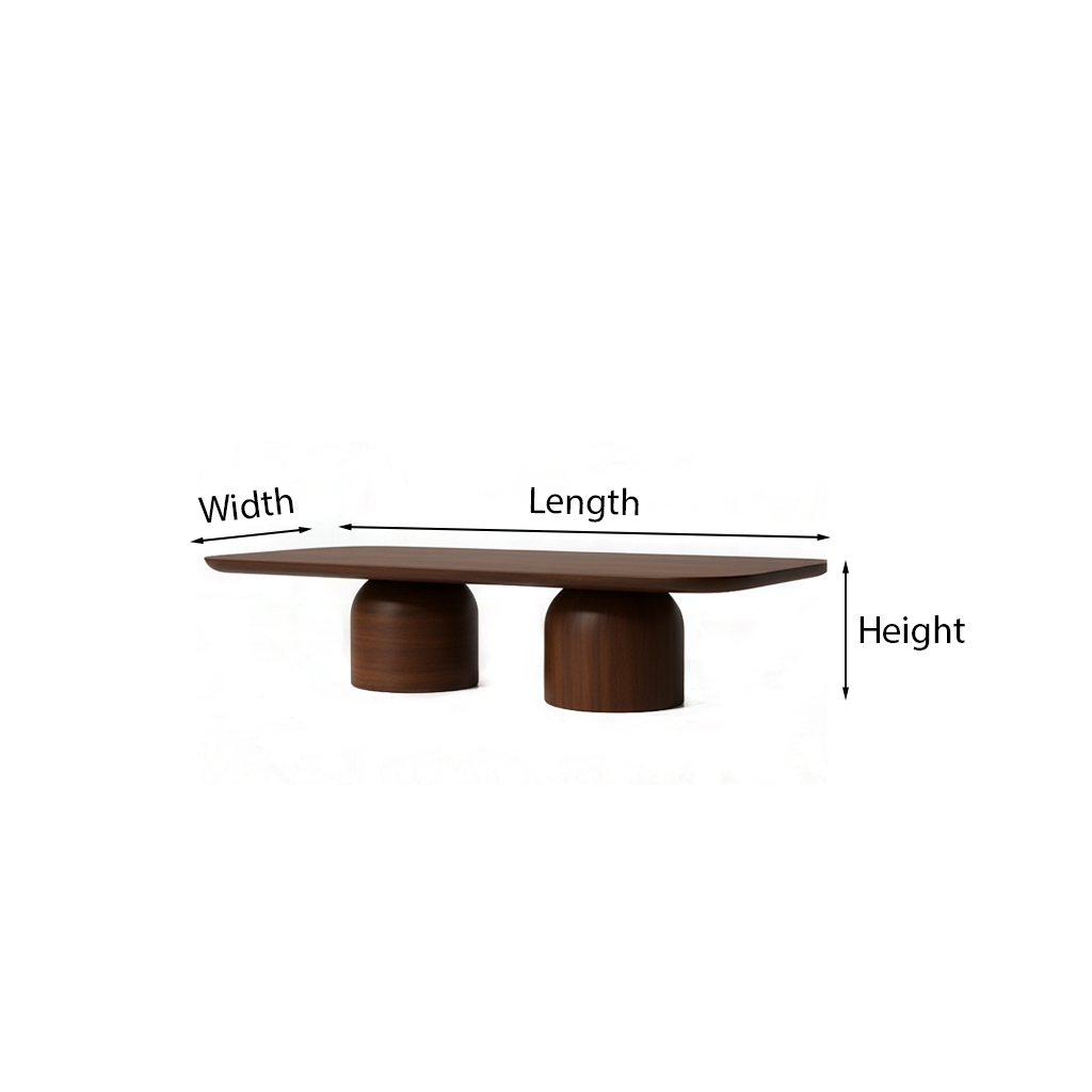 Modern Wooden Oval Coffee Table With Rounded Pedestal Base For Living Room