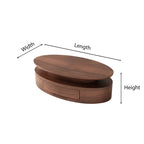 Modern Wooden Oval Coffee Table With Storage Drawers For Living Room