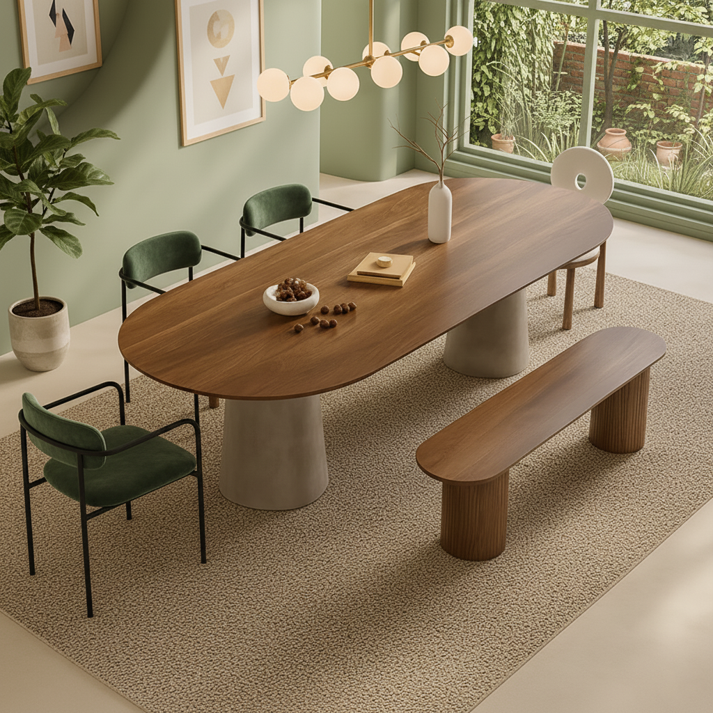 Modern Wooden Oval Dining Table For Dining Room
