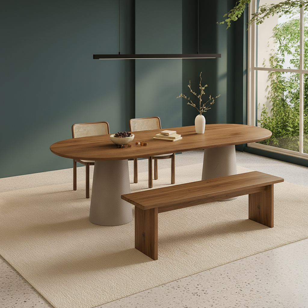 Modern Wooden Oval Dining Table For Dining Room