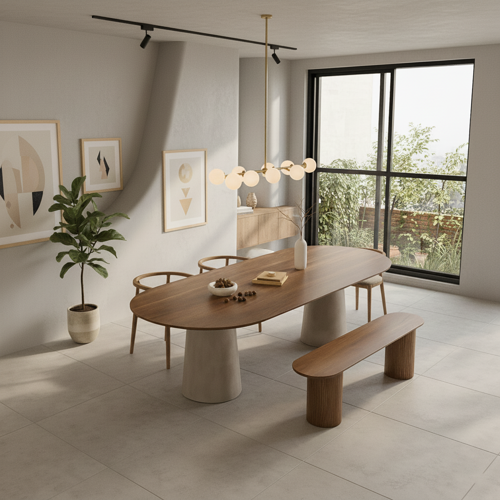 Modern Wooden Oval Dining Table For Dining Room