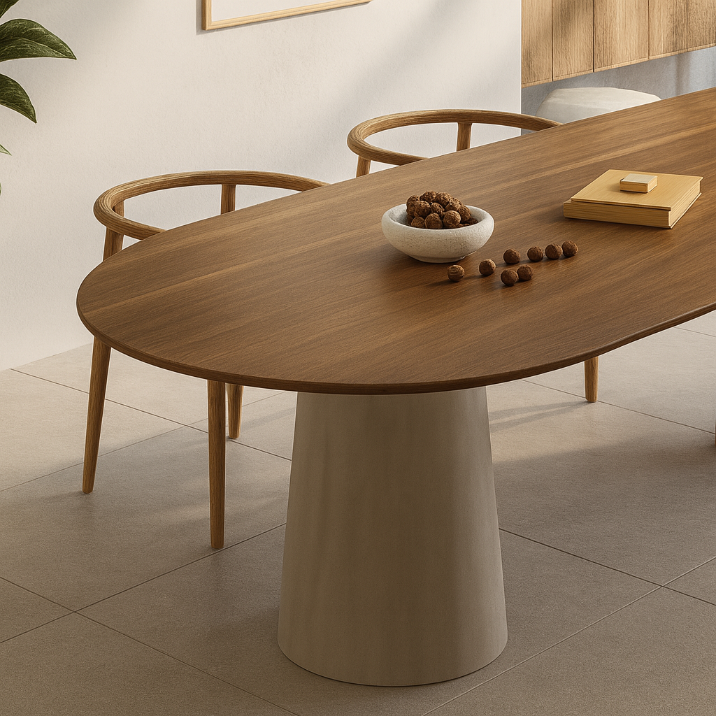 Modern Wooden Oval Dining Table For Dining Room
