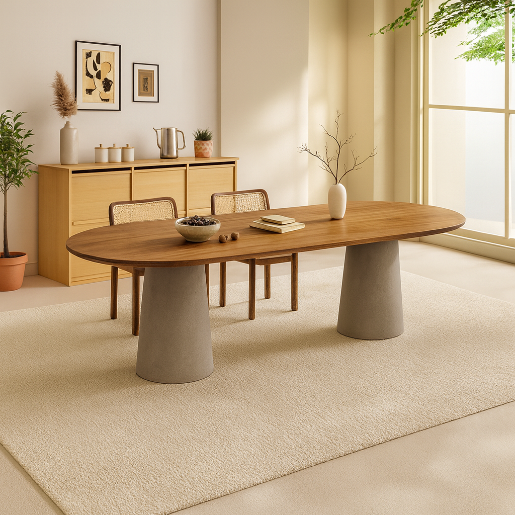 Modern Wooden Oval Dining Table For Dining Room