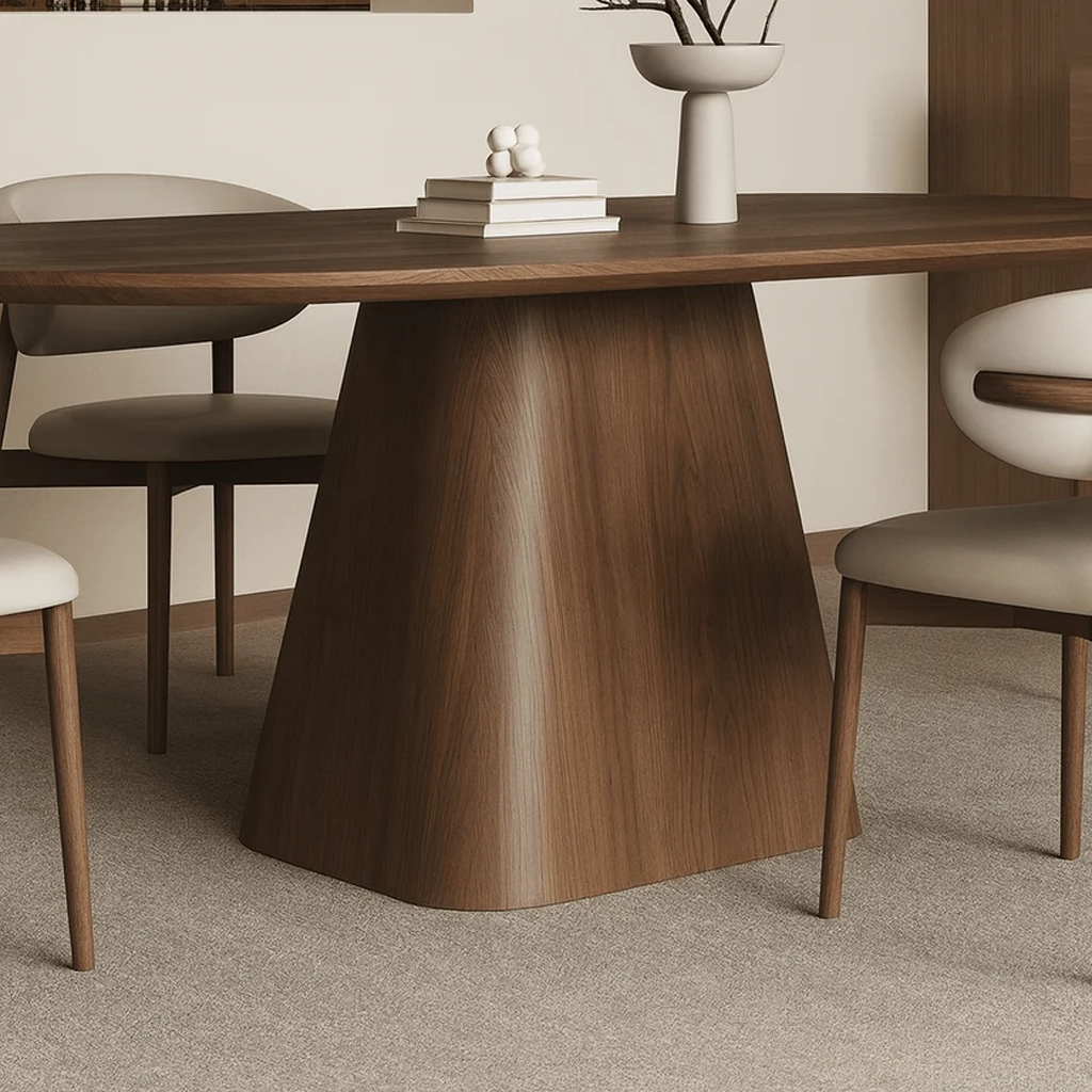 Modern Wooden Oval Dining Table With Pedestal Base For Dining Room