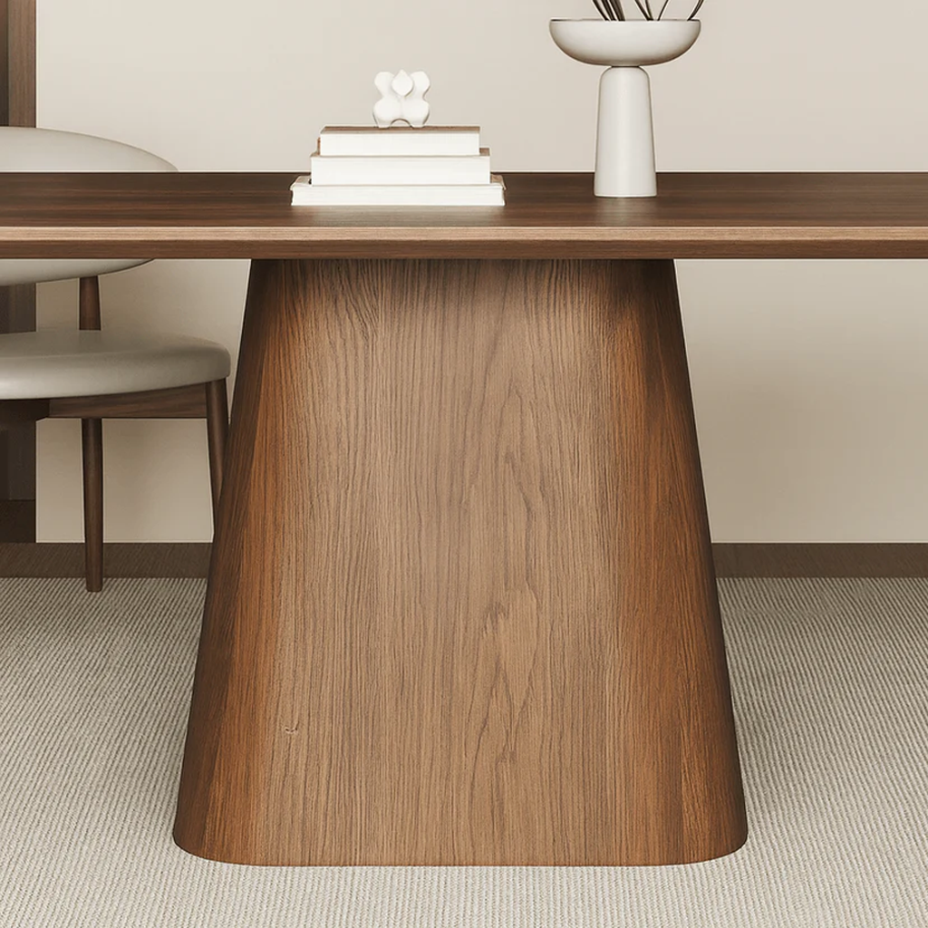 Modern Wooden Oval Dining Table With Pedestal Base For Dining Room