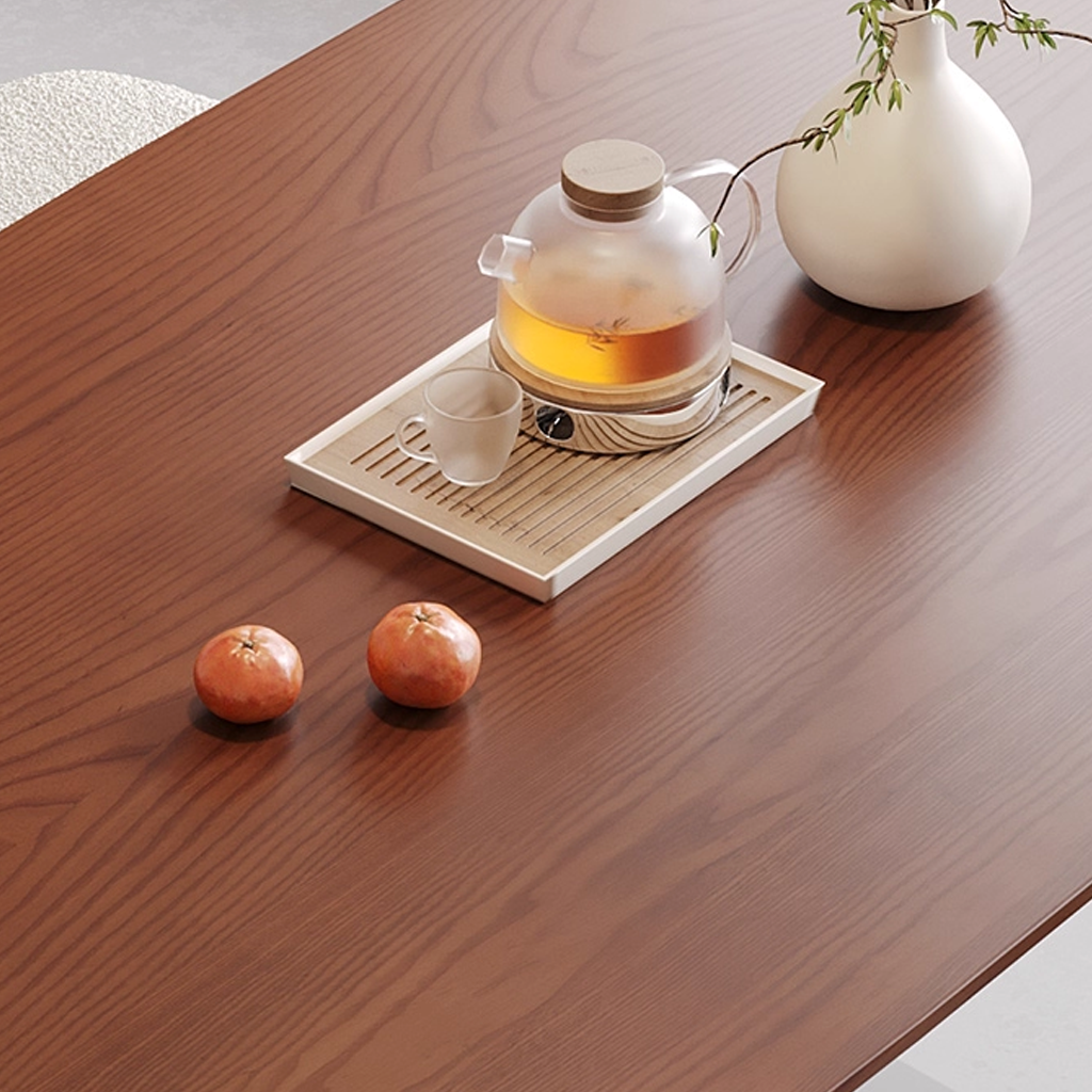 Modern Wooden Oval Dining Table With Ring Metal Pedestal Base For Dining Room