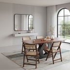 Modern Wooden Oval Dining Table With Ring Metal Pedestal Base For Dining Room