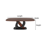 Modern Wooden Oval Dining Table With Ring Metal Pedestal Base For Dining Room